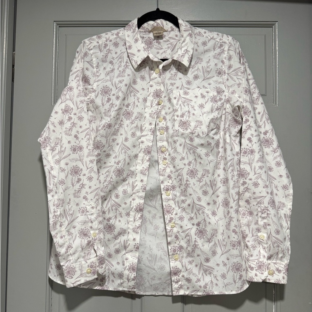 Duluth Trading Co White and Purple Floral Men's Shirt